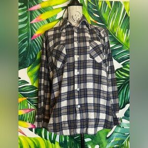 Vintage Forte Large Flannel Distressed Button Down Casual Fall Winter Shirt